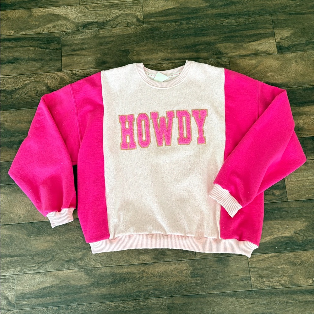 Howdy Up cycled crewneck 🩷